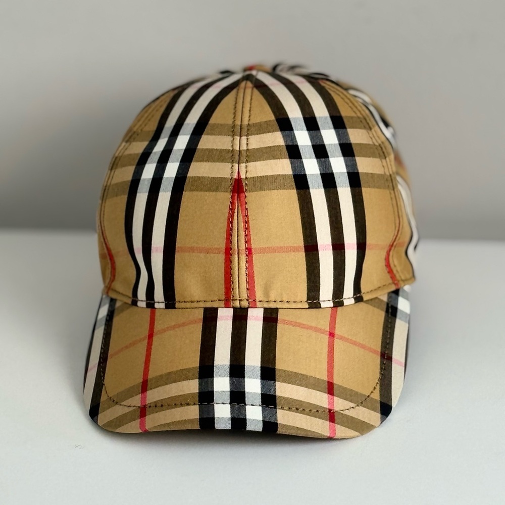 SOLD Burberry Classic Plaid Cap in Tan and Black